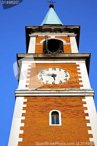 Image of olgiate olona old  church tower bell sunny day 