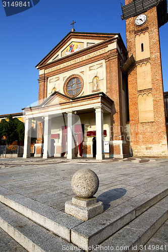 Image of parabiago in  the old   church   brick tower sidewalk italy  lom