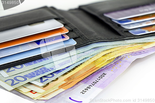 Image of Credit cards and Euro banknotes