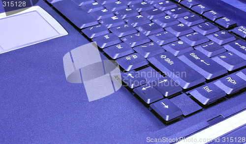 Image of blue laptop keyboard