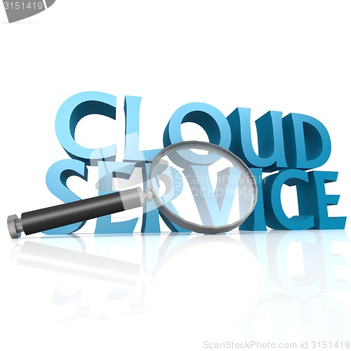 Image of Magnifying glass with blue cloud service word