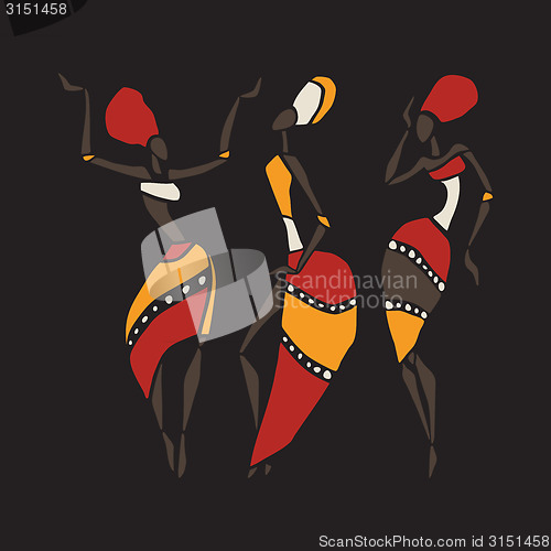 Image of African dancers silhouette set.