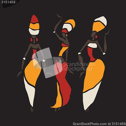 Image of African dancers silhouette set.