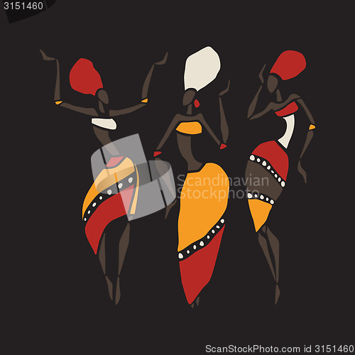 Image of African dancers silhouette set.