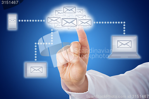 Image of Finger Touching Email Cloud In Messaging Network