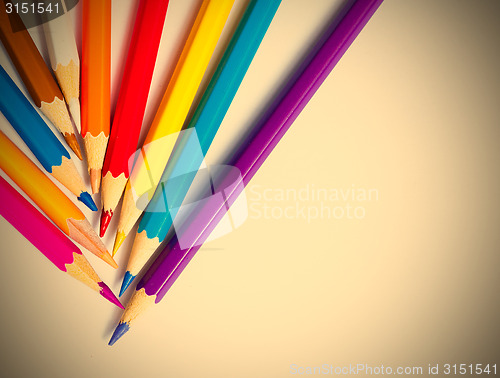 Image of set of colored pencils on white