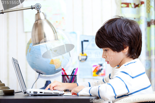 Image of schoolboy working on a computer