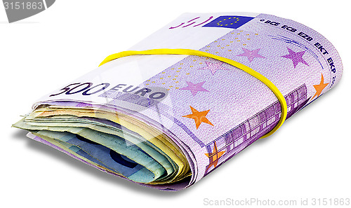 Image of Bundle of Euro banknotes