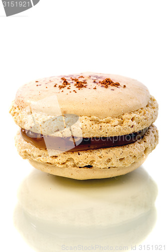 Image of Almond cake macaron closeup.