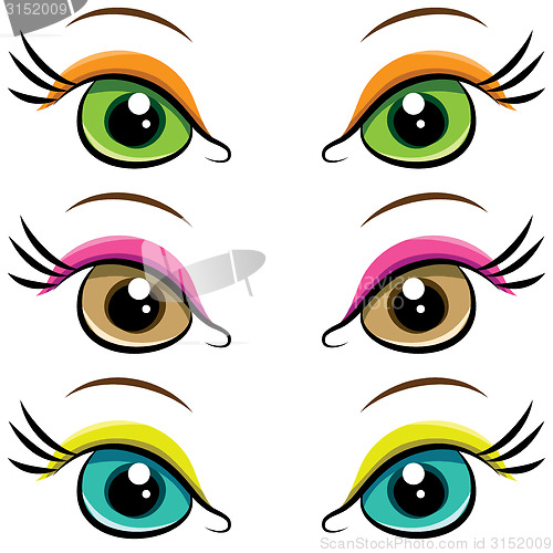 Image of Set of pairs of eyes. vector