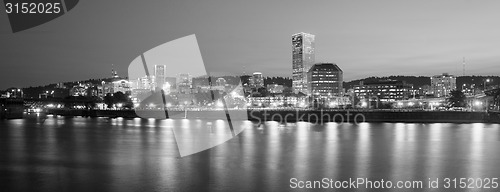 Image of Portland Oregon Downtown City Skyline Reflection Willamette Rive