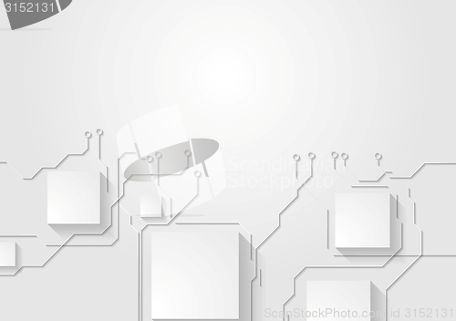 Image of Grey hi-tech circuit board background with squares