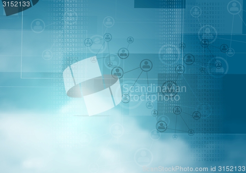 Image of Blue cloudy sky vector tech background 