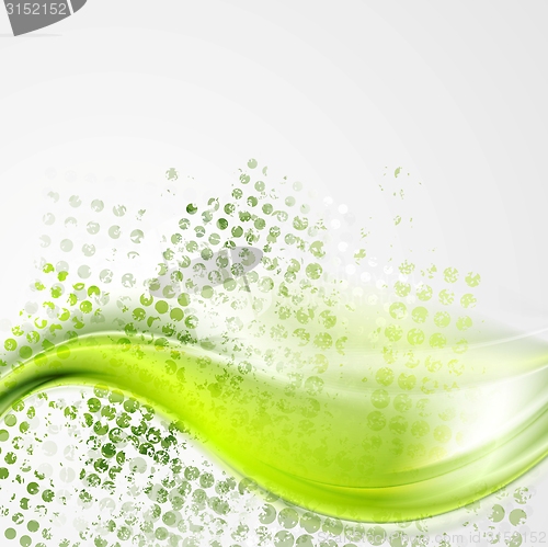 Image of Green grunge waves vector background