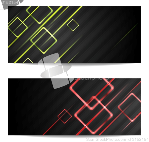 Image of Banners with shiny stripes and squares
