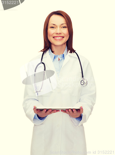 Image of doctor with stethoscope and tablet pc computer