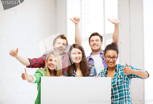 Image of group of students at school with blank board