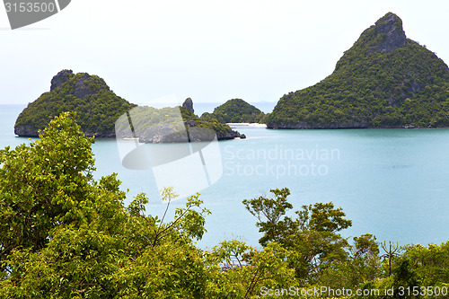 Image of  boat coastline of a  and tree  south china sea thailand kho pha
