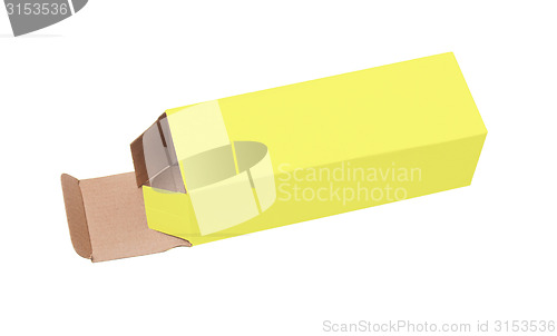 Image of Yellow cardboard box on a white background