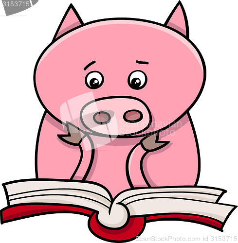 Image of learning piglet cartoon illustration