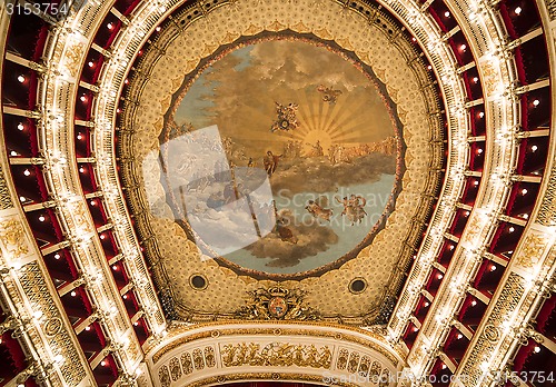 Image of NAPLES, ITALY , MAY 16, 2014, Interiors and details of the Teatro di San Carlo, Naples opera house,  built 1737, May 16, 2014,  in  Naples, Italy.