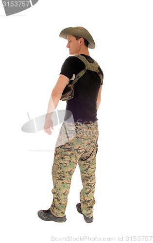 Image of Relaxed soldier standing.