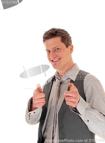 Image of Man pointing with finger.
