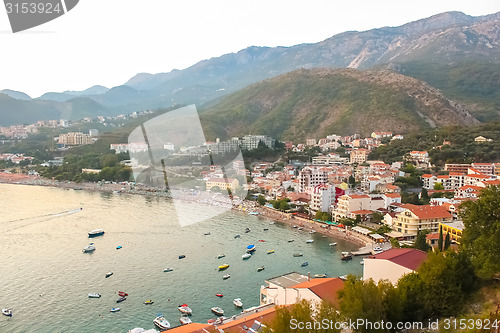 Image of Montenegro, Rafailovici. Sunset view on sea beach