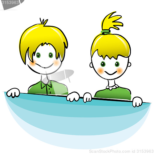 Image of Vector. Happy boy and girl with bright yellow hair