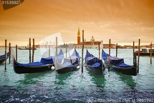 Image of Gondolas with view of San Giorgio Maggiore