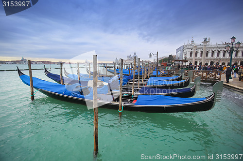 Image of Gondolas in front of Riva degli Schiavoni 