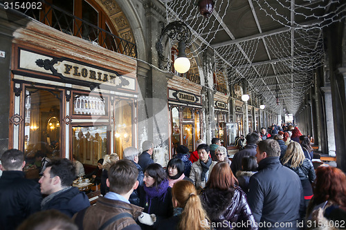 Image of People in front of caffe Florian in Venice