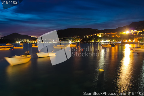 Image of Montenegro, Rafailovici. Sunset view on sea beach