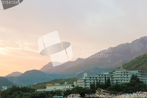 Image of Montenegro, Rafailovici - JUNE 06, 2014: Sunset view