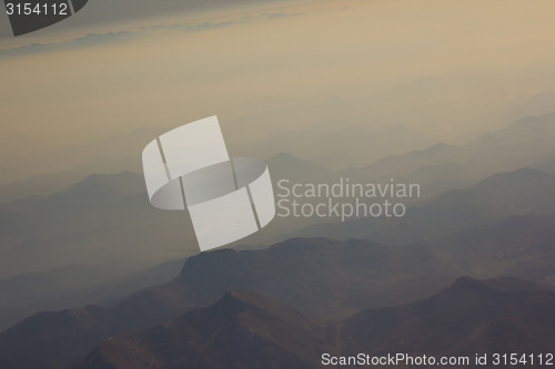 Image of Landscape of Mountain.  view from airplane window