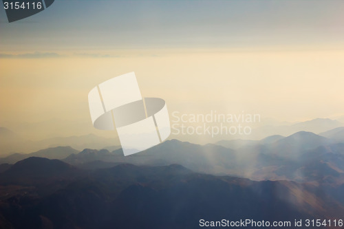 Image of Landscape of Mountain.  view from airplane window