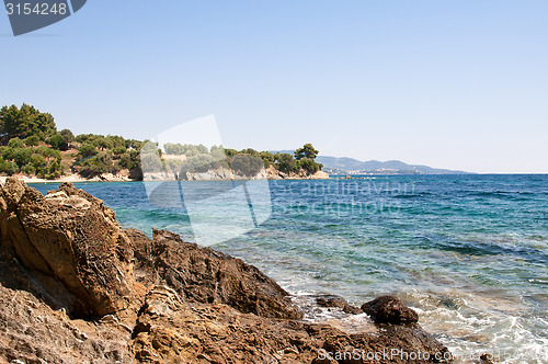 Image of sea and volcanic rocky shore