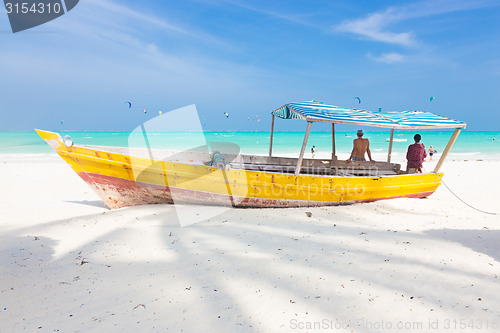 Image of White tropical sandy beach on Zanzibar.