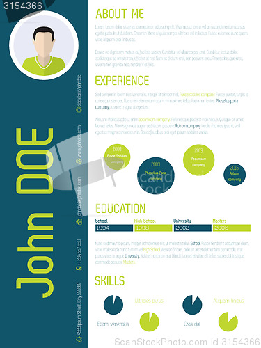 Image of Modern resume cv with cool colors