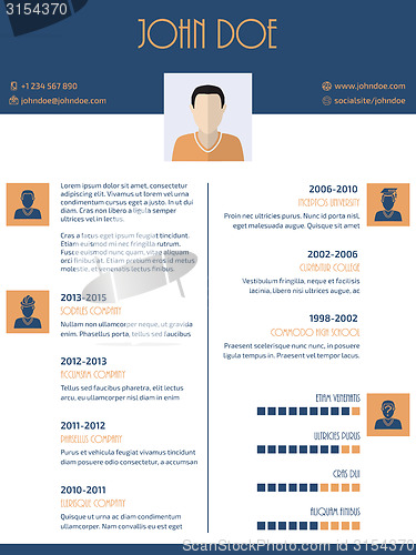 Image of Flat style curriculum vitae resume design