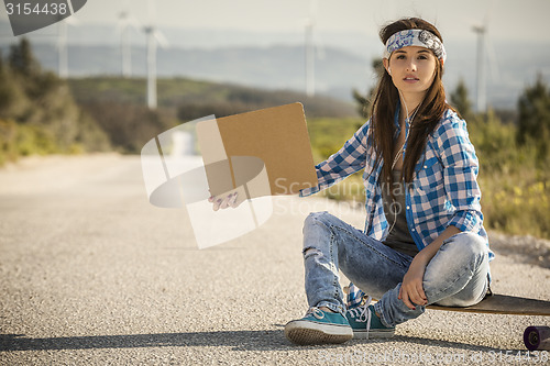 Image of Hitchhiking girl 
