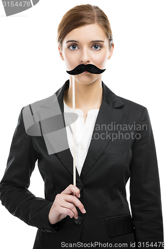 Image of Beautiful woman with a moustache