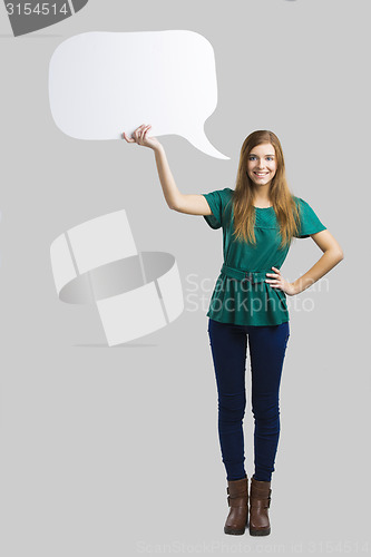 Image of Woman with a thought balloon