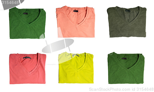 Image of Six t-shirts of different colors 
