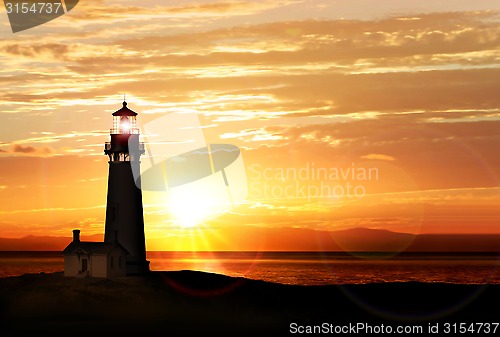 Image of Lighthouse at sunset