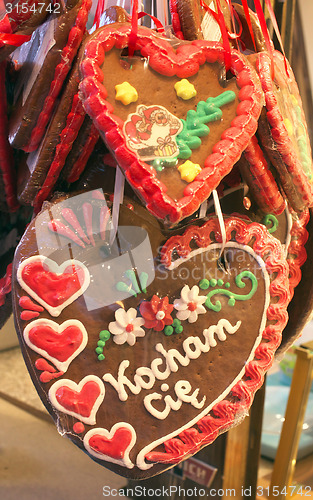 Image of Heart shaped christmas gingerbread  
