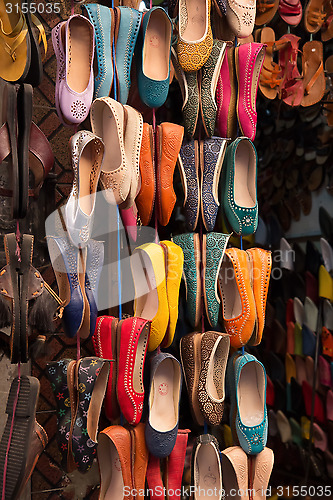 Image of Moroccan colourful leather shoes