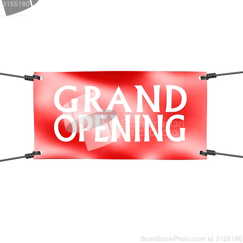 Image of Banner grand opening with four ropes on the corner
