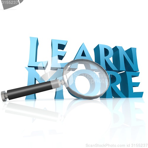 Image of Magnifying glass with blue learn more word