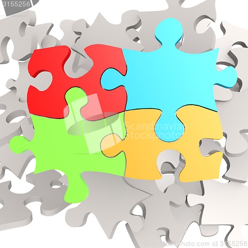Image of Puzzle jigsaw four color